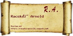 Racskó Arnold névjegykártya