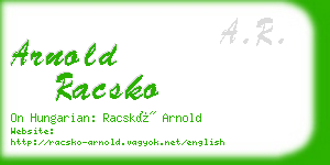 arnold racsko business card